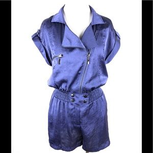 Lola Purple Satin Zippered Romper Size Small